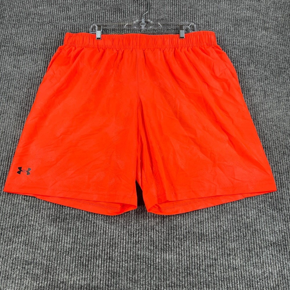 Under Armour Shorts Mens 2XLT Tall Orange Loose Fit Gym Workout Active Casual